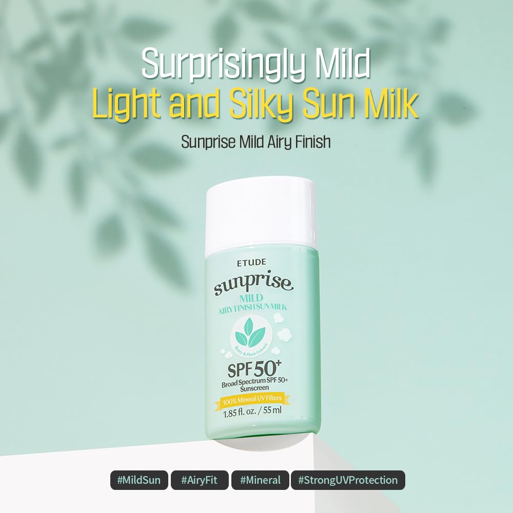ETUDE Sunprise Mild Sun Milk pump for controlled, mess-free application.