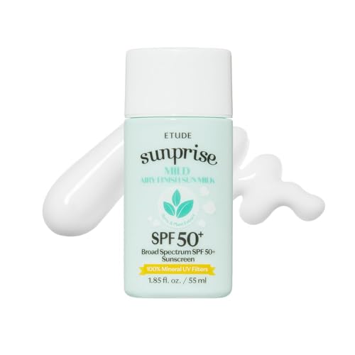 ETUDE Sunprise Mild Sun Milk texture close-up shows lightweight, non-greasy feel.
