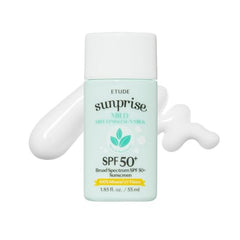 ETUDE Sunprise Mild Sun Milk texture close-up shows lightweight, non-greasy feel.