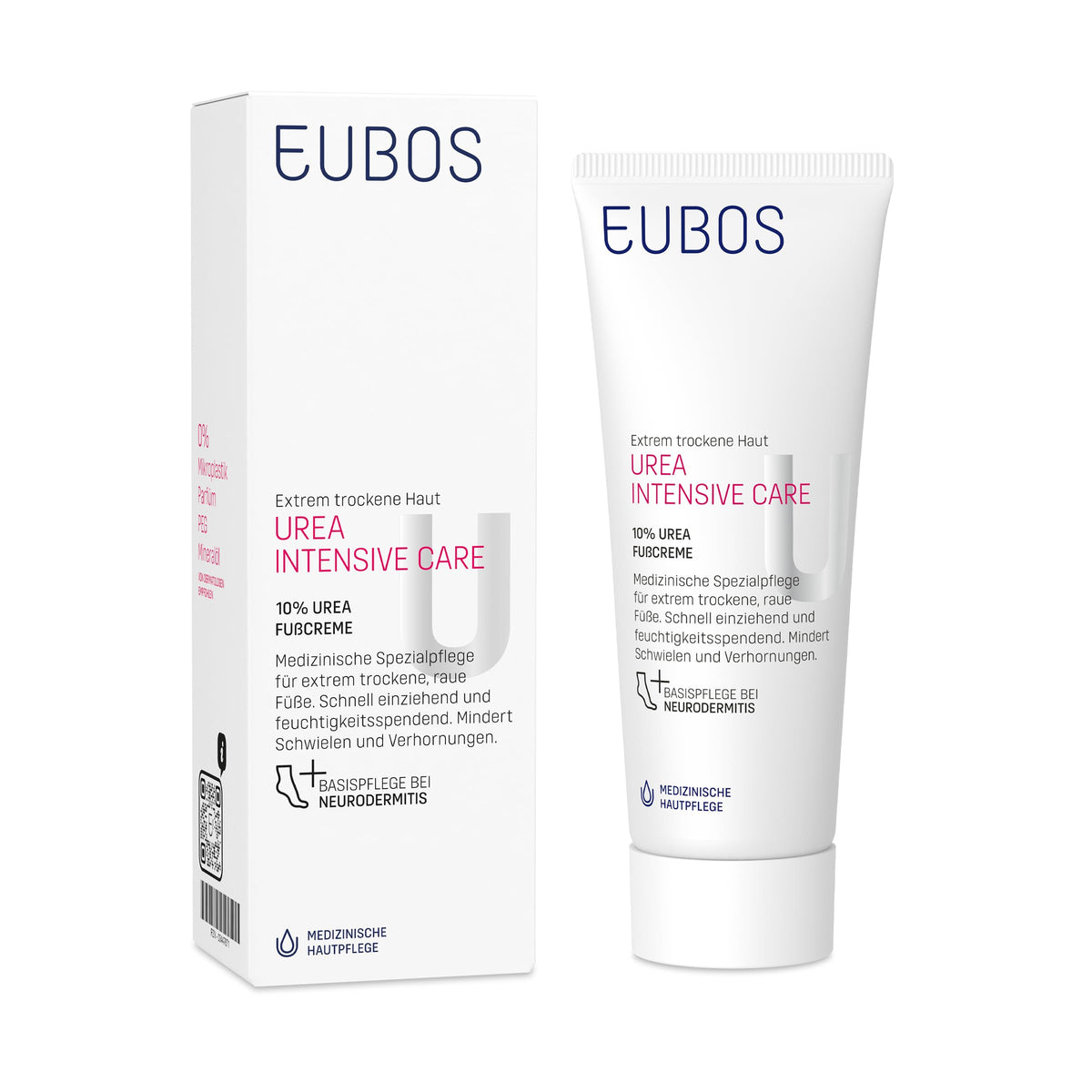 EUBOS 10% Urea Foot Cream bottle for dry foot care.