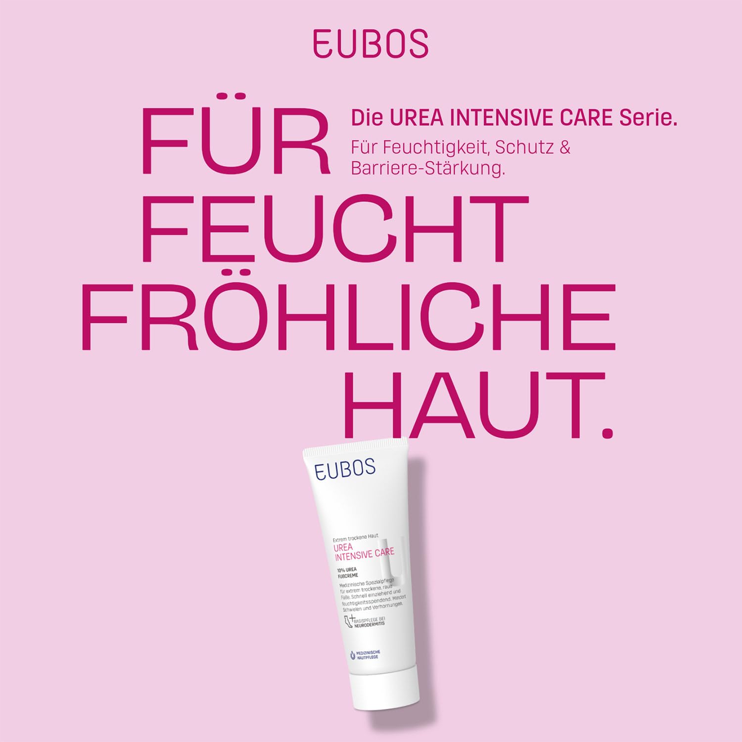 Texture close-up of EUBOS foot cream on skin.