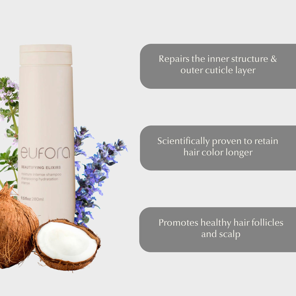 Hair texture after wash with Eufora Moisture Intense Shampoo appears softer