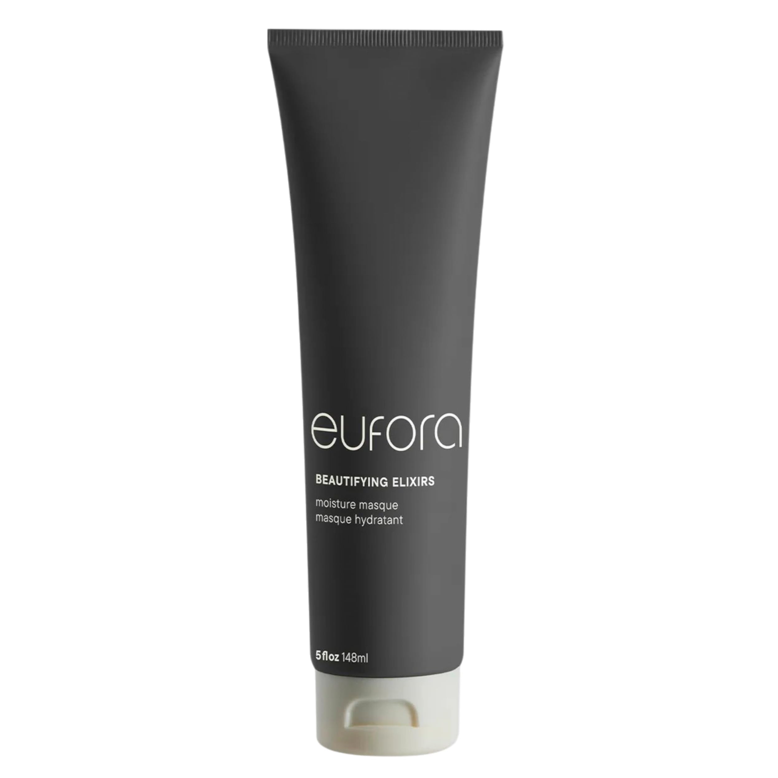 Eufora Beautifying Elixirs Moisture Masque jar closeup highlighting rich hydration for dry hair.