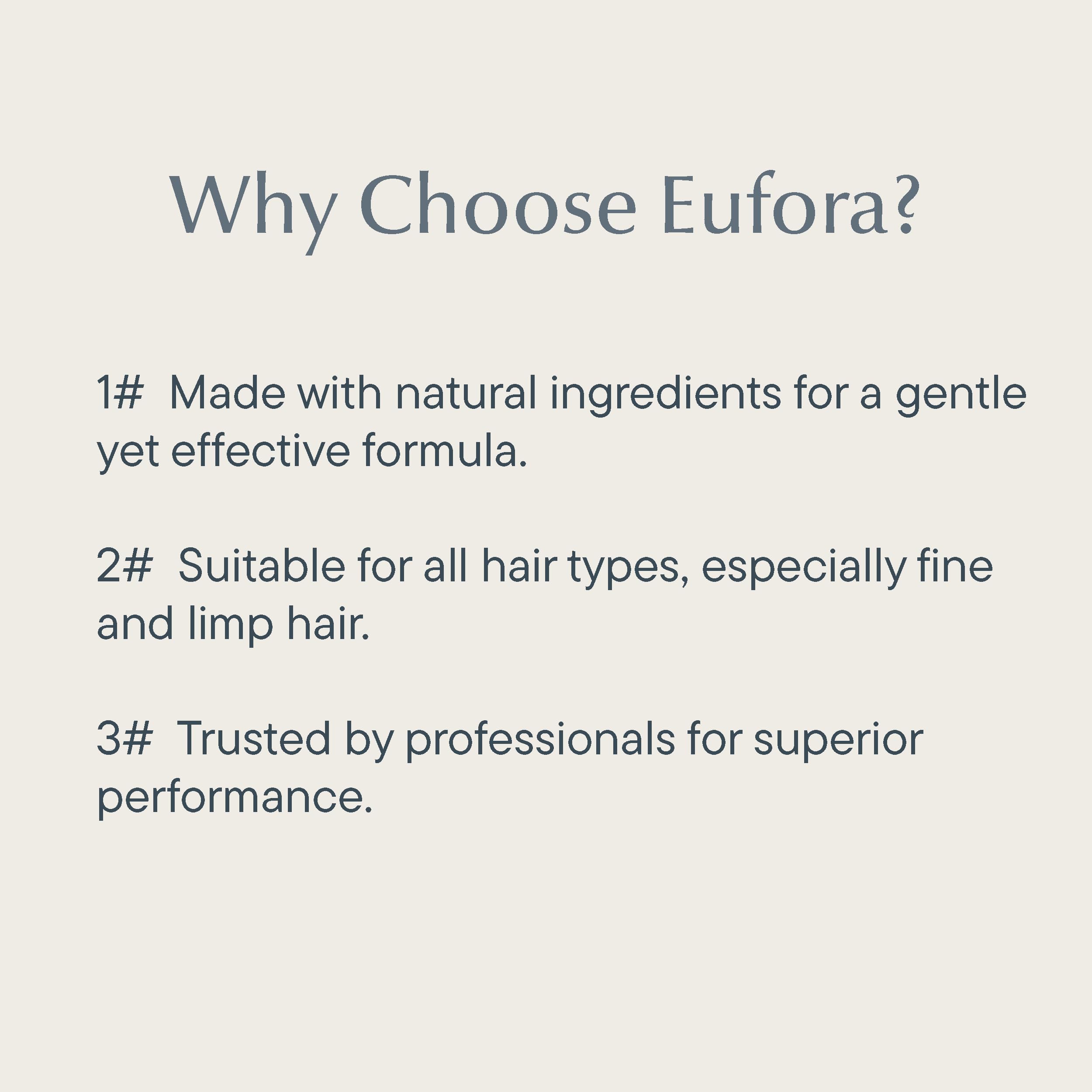 Applying Eufora Full Effect on fine hair for lift and texture