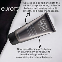 Eufora Hero Men Revitalizing Treatment on hair after use, leaving stronger and moisturized strands