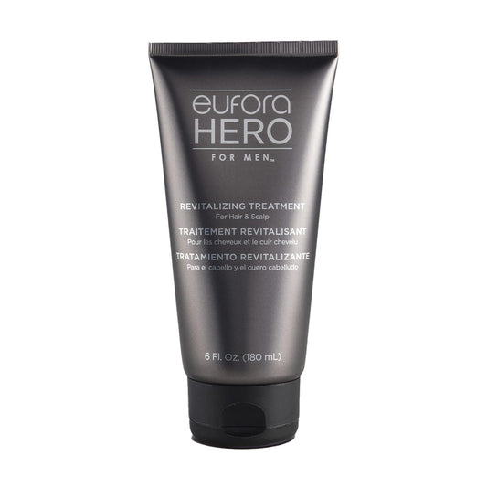 Eufora Hero Men Revitalizing Treatment bottle close-up showing conditioning effects