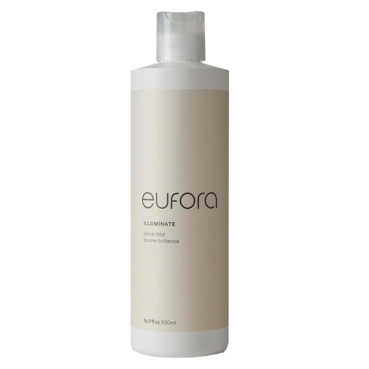 Eufora Shine Mist Spray IlluminATE bottle showing weightless gloss capability.