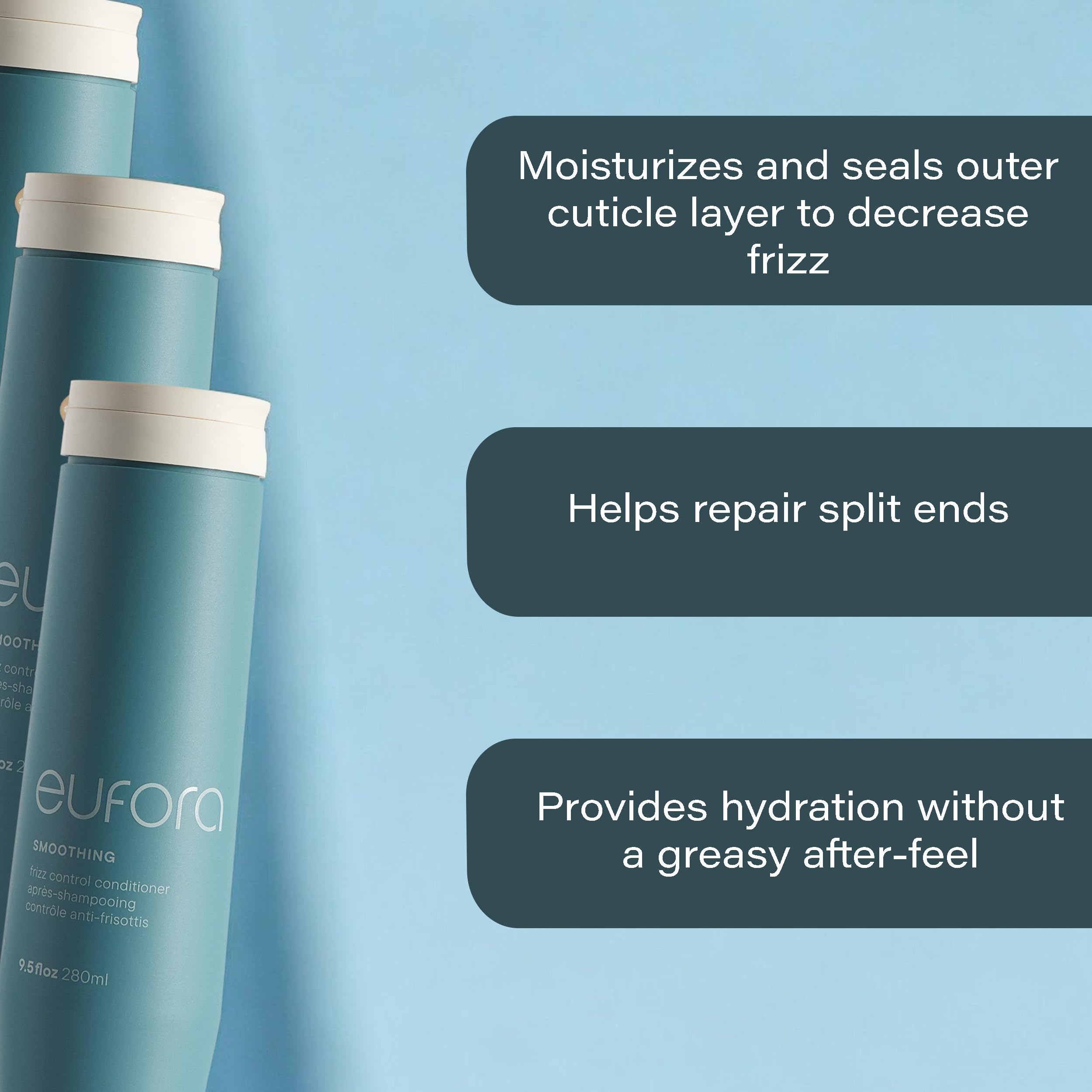 Eufora conditioner pump dispense enables quick, easy application on curly hair