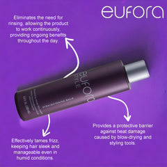 Eufora Straightening Balm on hair during blow-dry for rapid, controlled straightening.