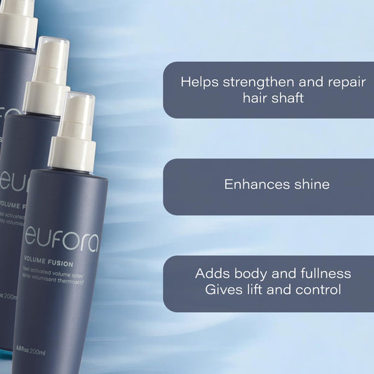 Eufora Volume Fusion root lift shows instant lift for fine hair.