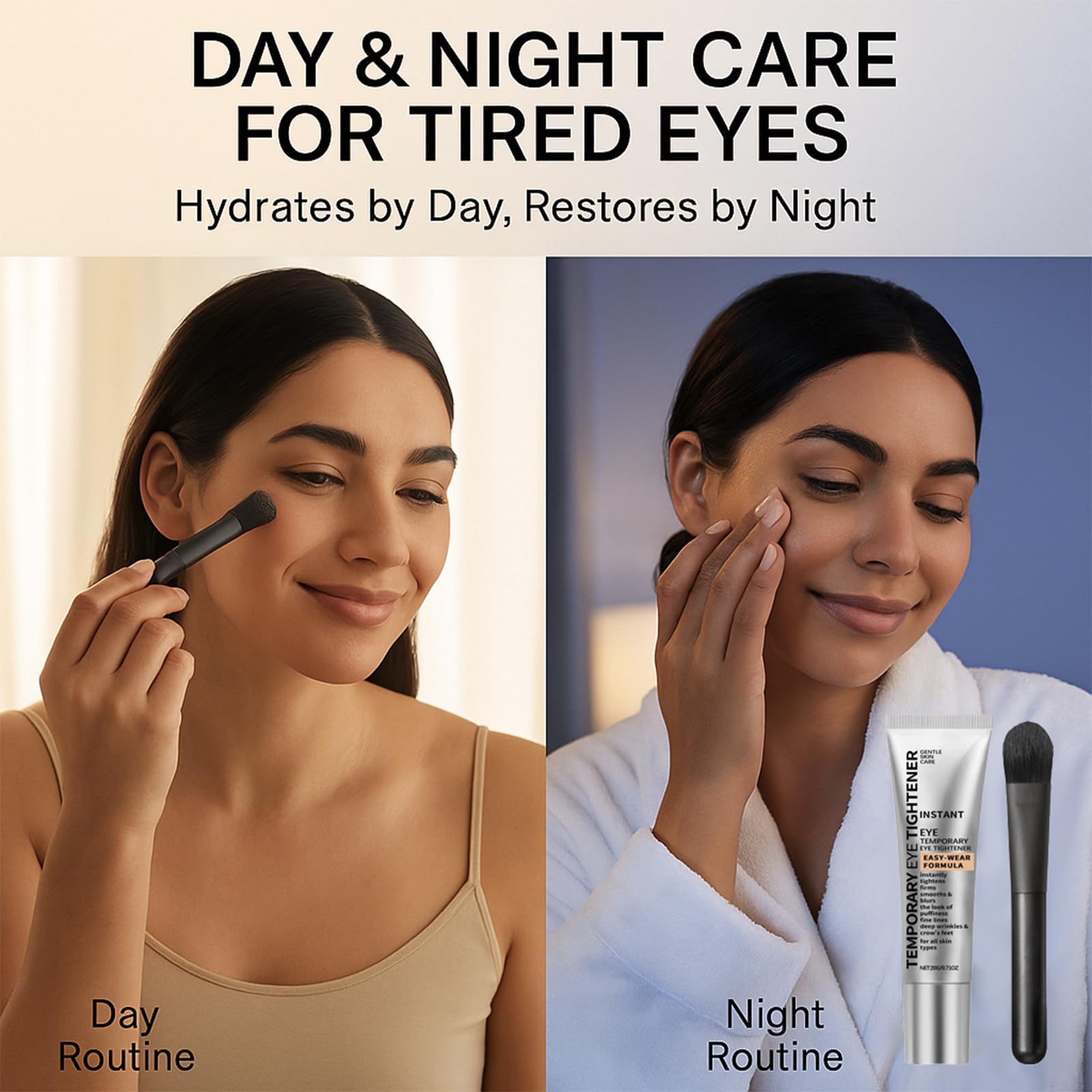 Makeup-ready finish using Euralissea Perfection Eye Tightener as primer.