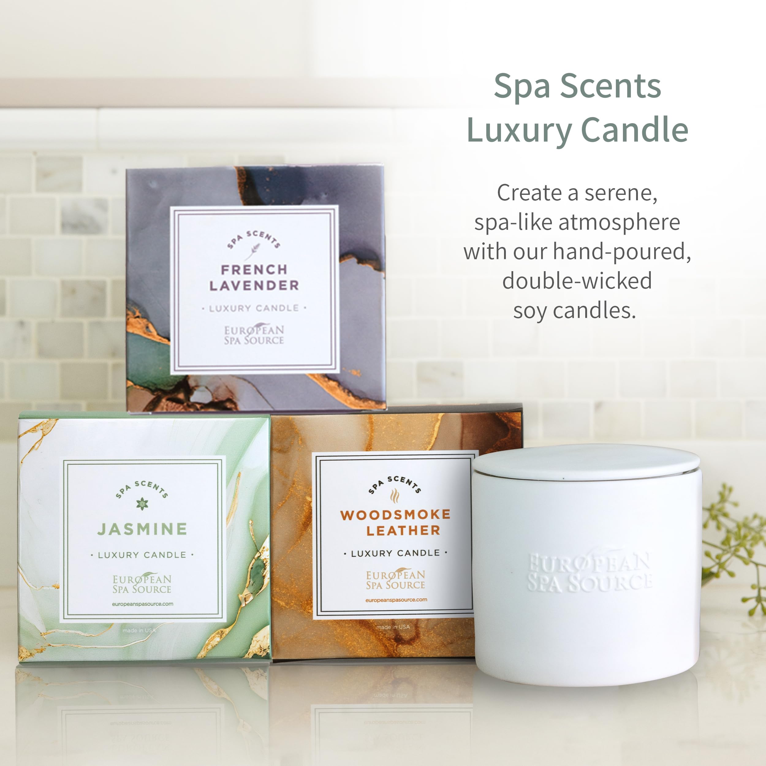 European Spa Source Luxury Body Wash closeup of ingredients jar illustrating nourishing oils.