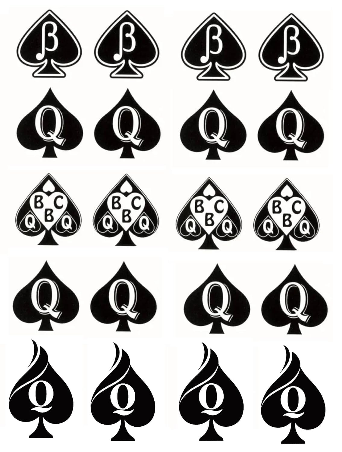 EUYF Queen of Spades tattoos on skin closeup showing design details