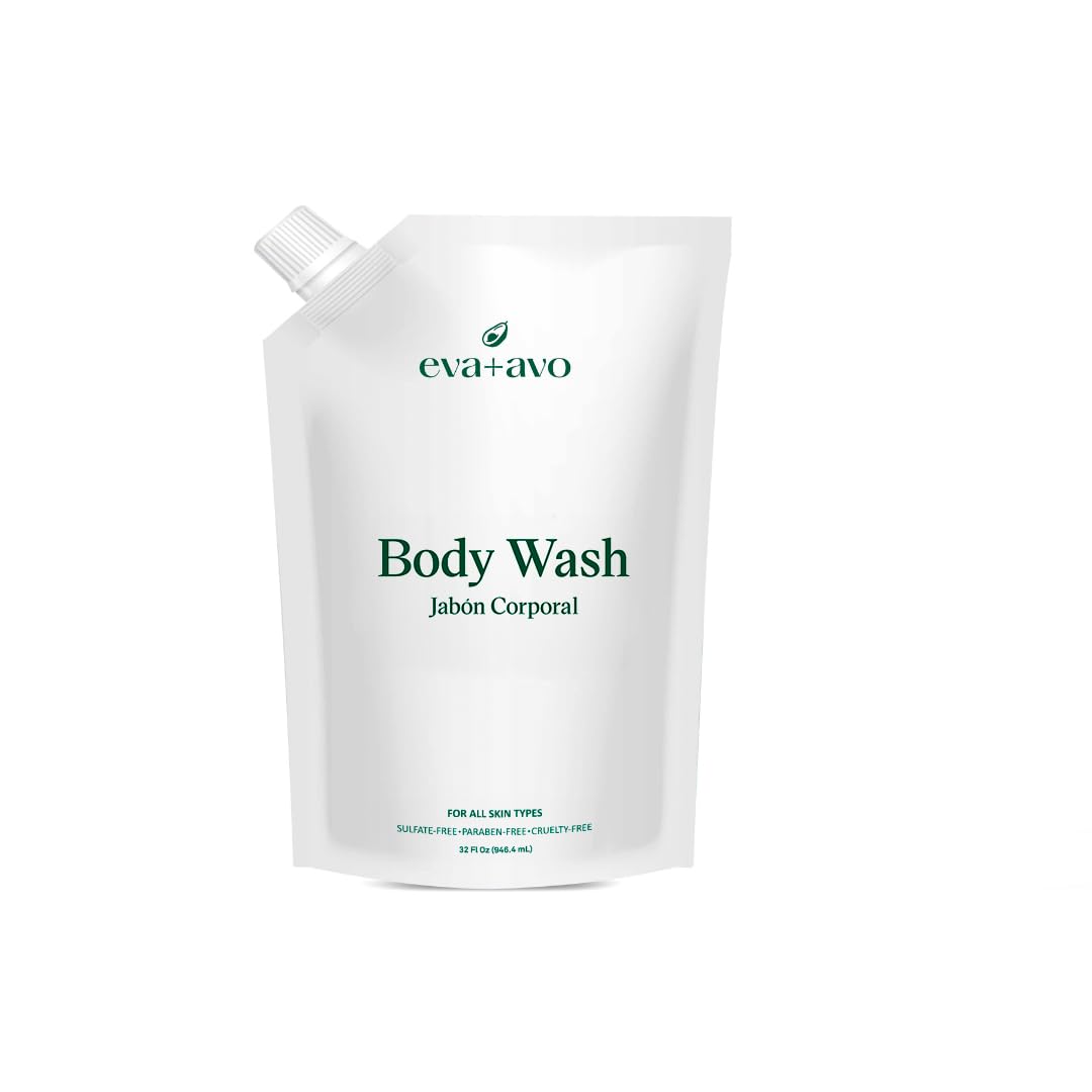 Eva + Avo Hydrating Body Wash bottle front, ideal for daily showers and long-lasting value