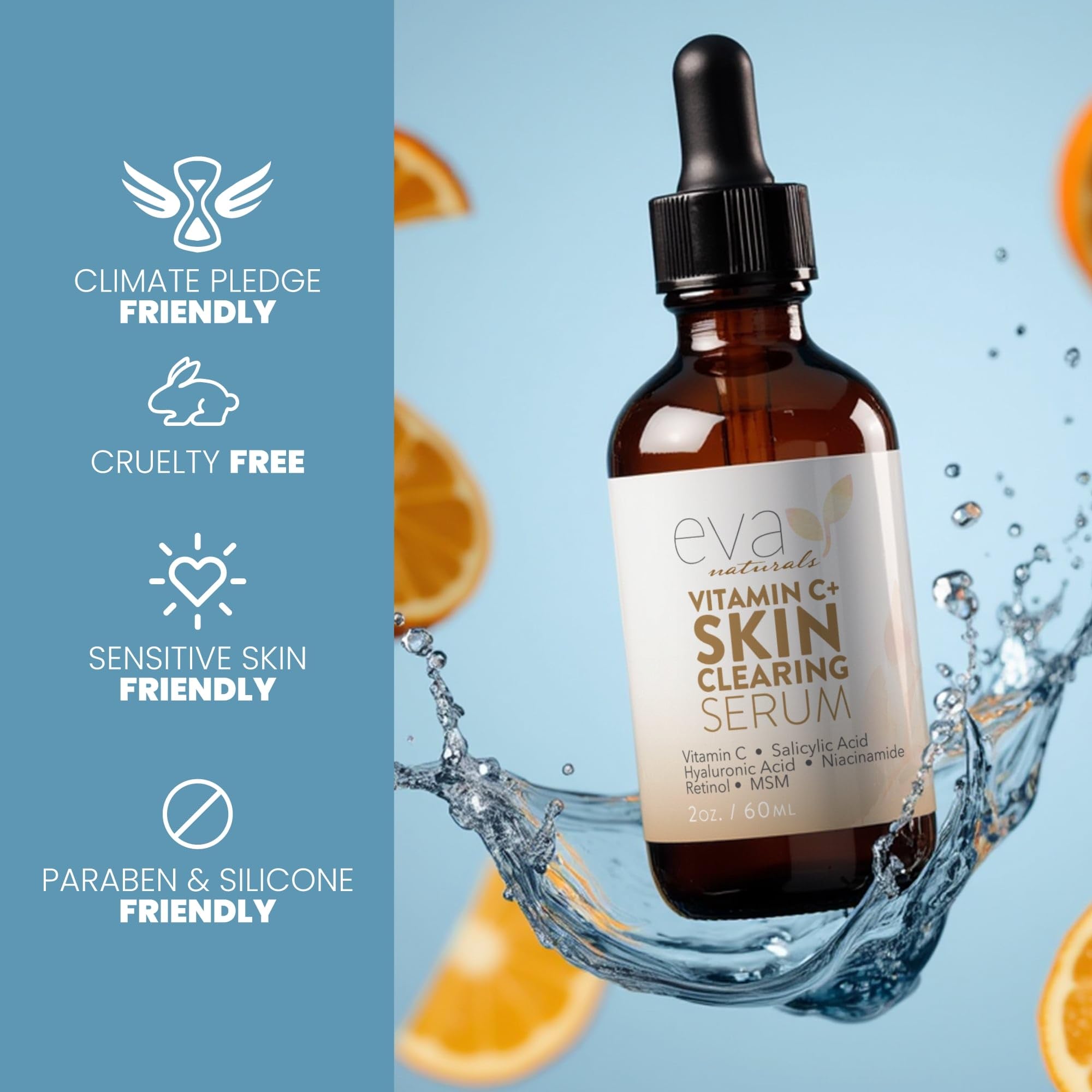 2 oz bottle packaging of Eva Naturals serum.