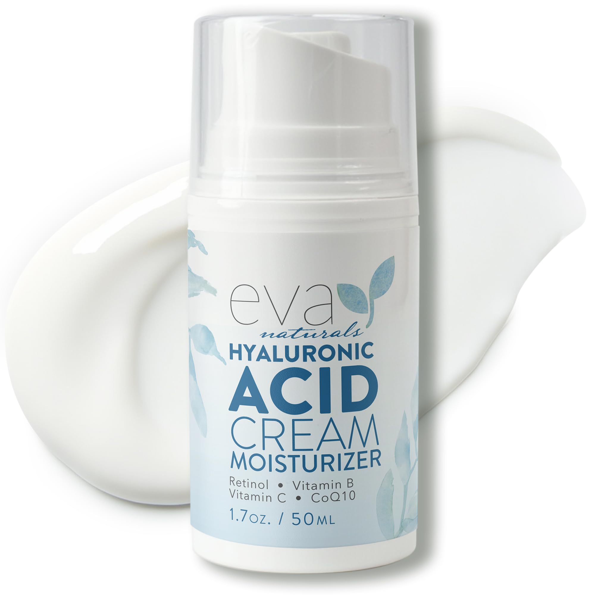 Eva Naturals Hyaluronic Acid Face Cream bottle front for daily hydration