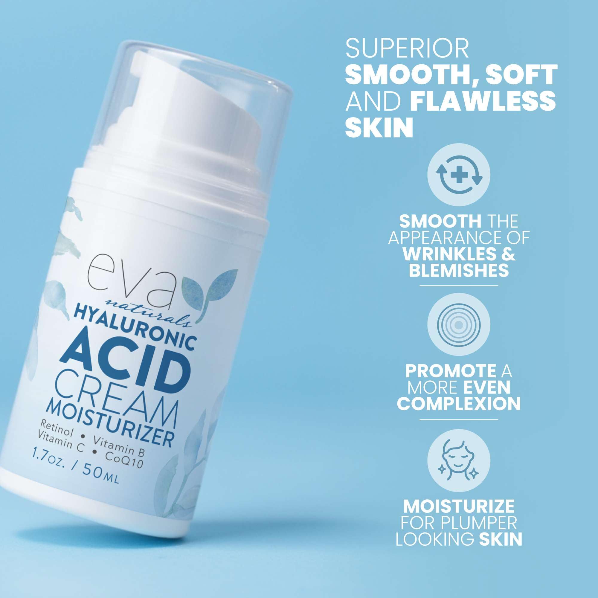 Texture swirl of Eva Naturals cream showing a lightweight, non-greasy finish