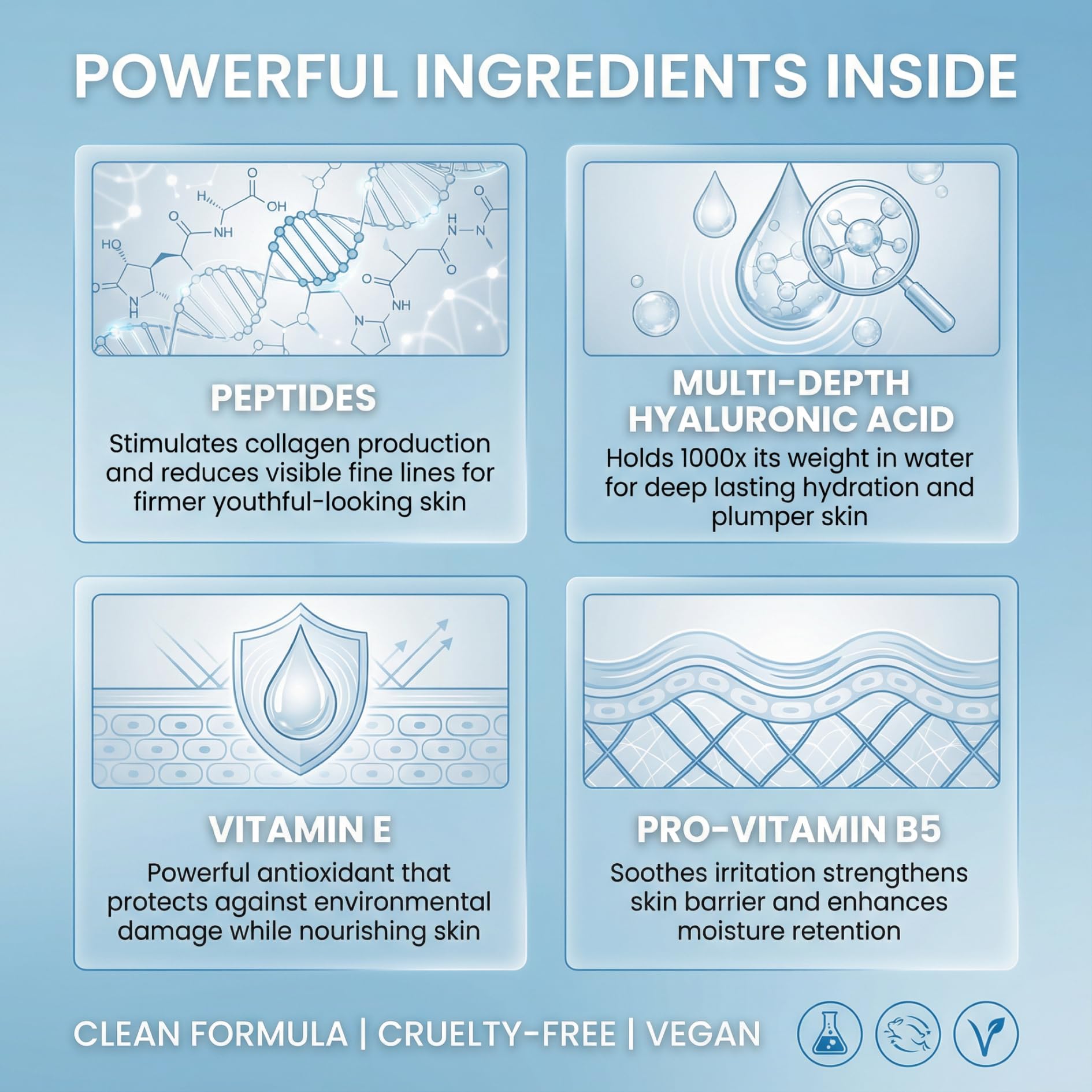 Fragrance-free label on Eva Naturals serum indicating sensitive skin friendly product.
