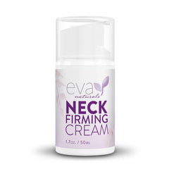 Eva Naturals Neck Firming Cream tube shows smooth texture for firmer neck skin.