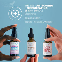 Eva Naturals Peptide serum bottle promoting firmer, more elastic skin.
