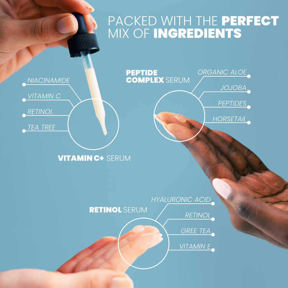 Eva Naturals serums being layered in daily skincare routine for hydration.