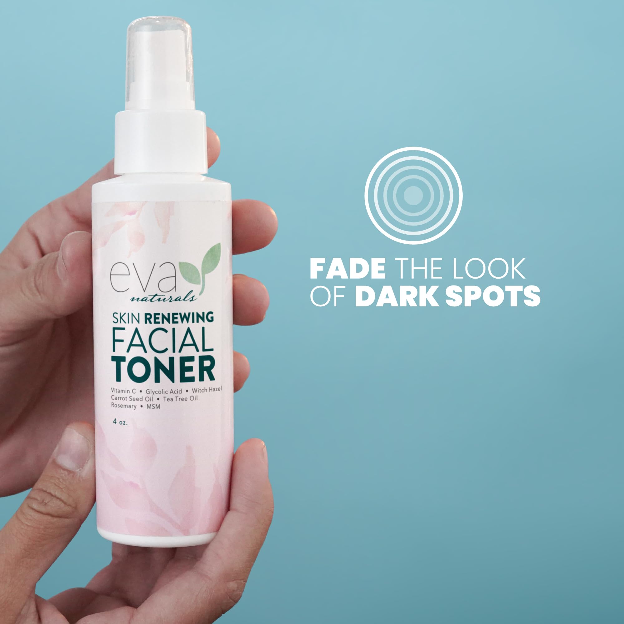 Eva Naturals vitamin C brightening on skin for even tone.