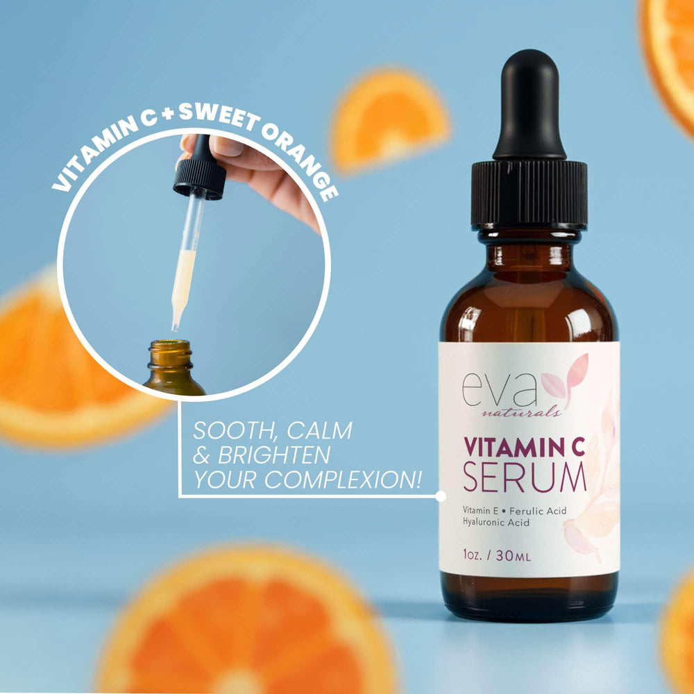 Texture close-up of Eva Naturals Serum showing silky finish