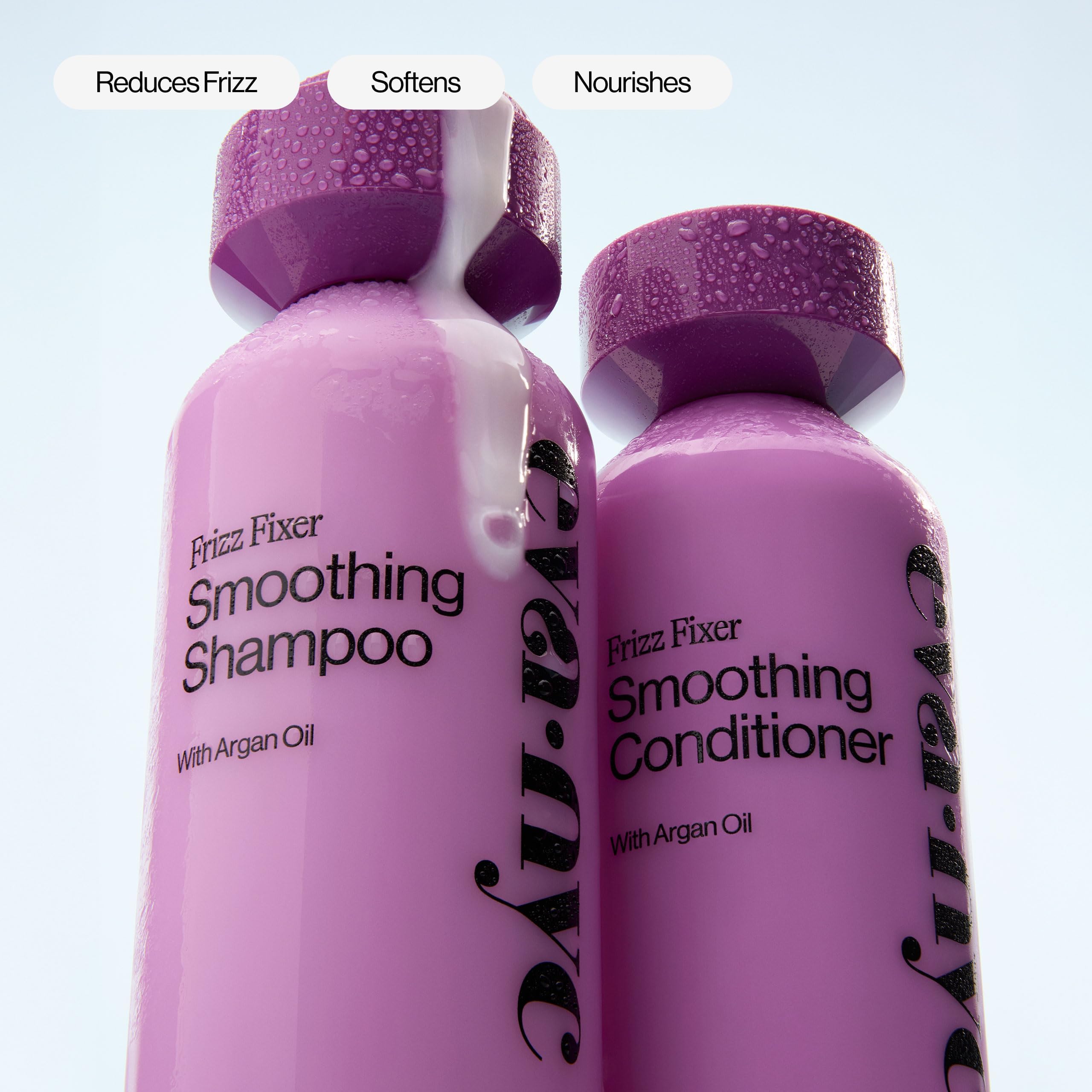 Detail of argan oil in Eva NYC Anti-Frizz Conditioner nourishes strands.