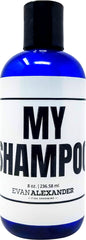 Evan Alexander MY Shampoo bottle with rich lather for a refreshing cleanse