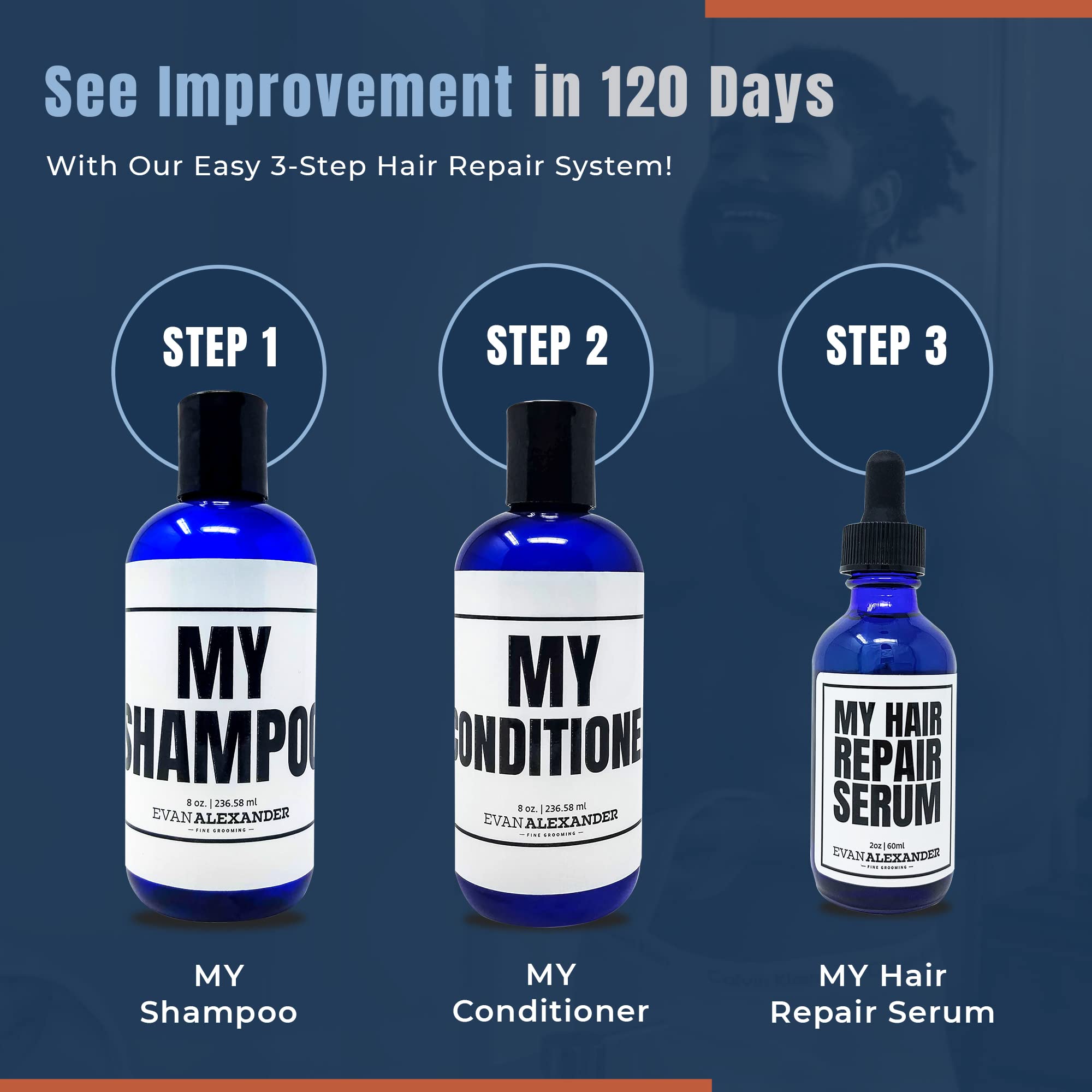 Evan Alexander Hair Serum bottle with clean, minimal design and non-greasy finish.