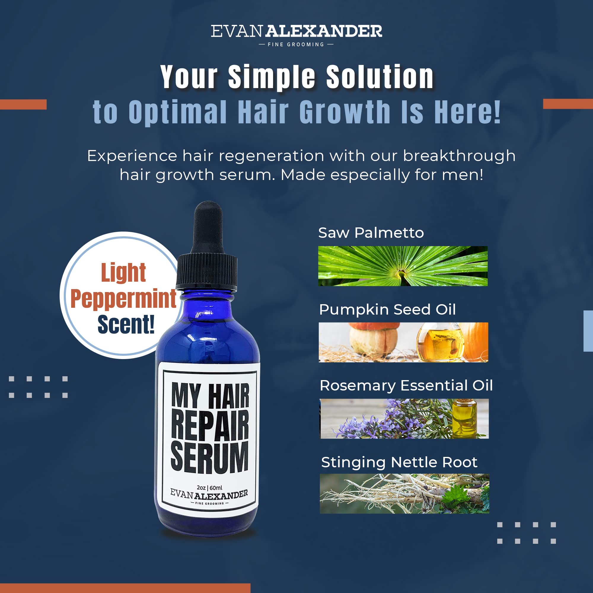 Evan Alexander Stinging nettle roots on packaging label promoting scalp vitality.