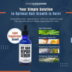 Evan Alexander Stinging nettle roots on packaging label promoting scalp vitality.