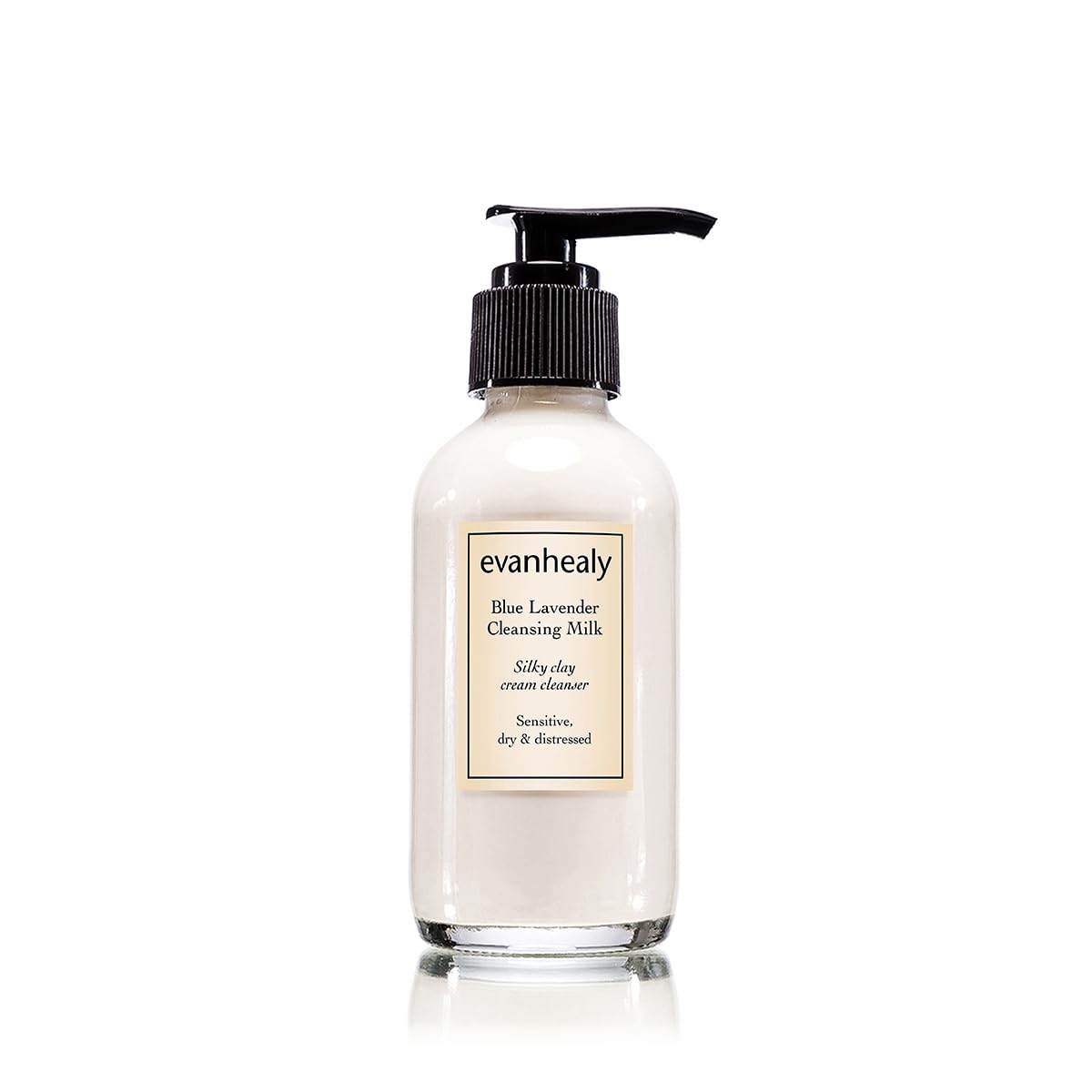 evanhealy blue lavender cleansing milk bottle for gentle cleansing on sensitive skin