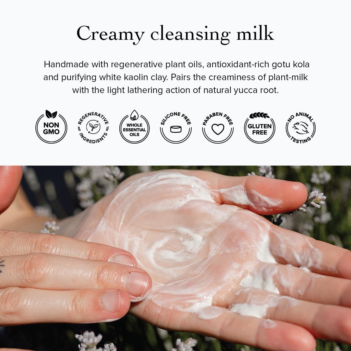 lavender oil essence visible in evanhealy cleansing milk
