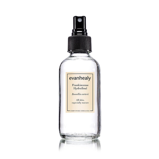 Evanhealy Frankincense hydrosol bottle for gentle daily facial toning.