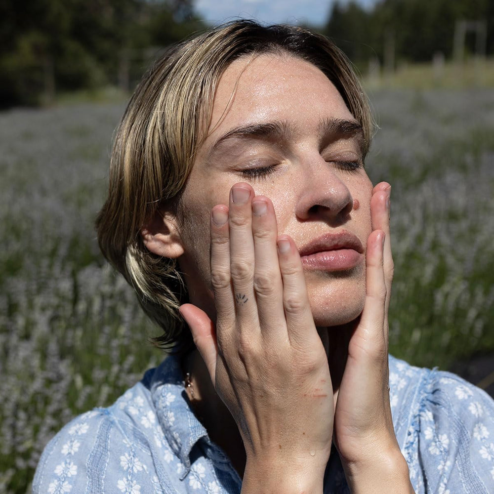Evanhealy Frankincense hydrosol on skin illustrates gentle cooling and toning.