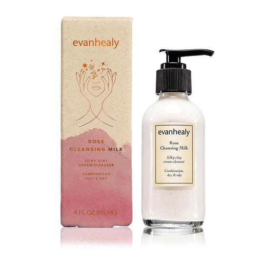 Evanhealy Rose Cleansing Milk hydrosols with rosy-geranium for refreshing cleanse.