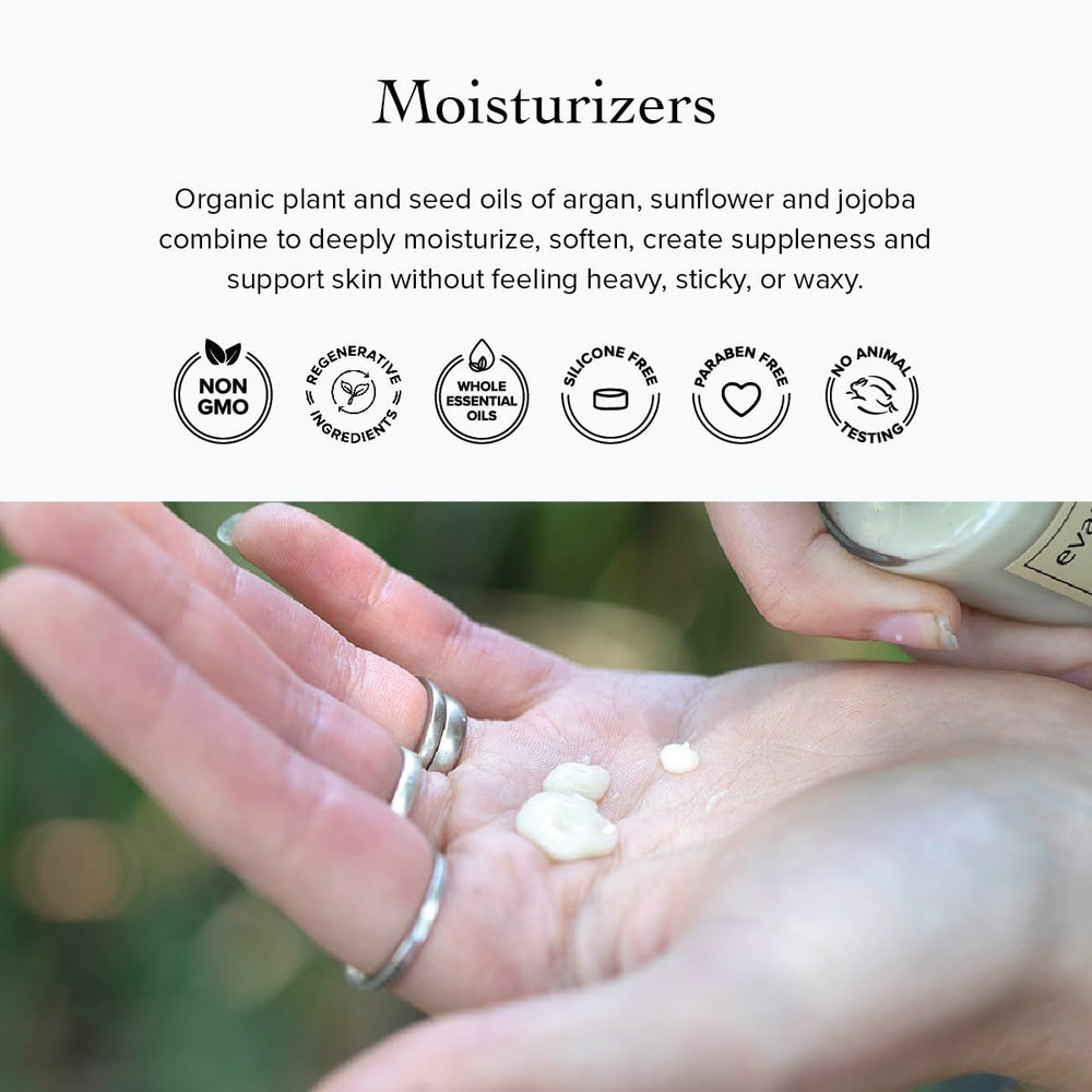 Ingredients image emphasizes tamanu, pomegranate, jojoba, hazelnut, and argan oils.
