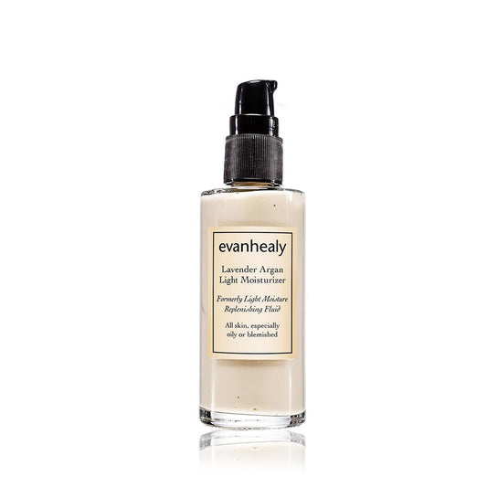 Evanhealy Lavender Argan Light Moisturizer tube offers lightweight hydration for oily or sensitive skin.