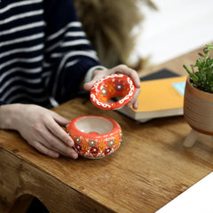 EVANILIFE colorful pattern ceramic jar highlights vibrant design to brighten any room.