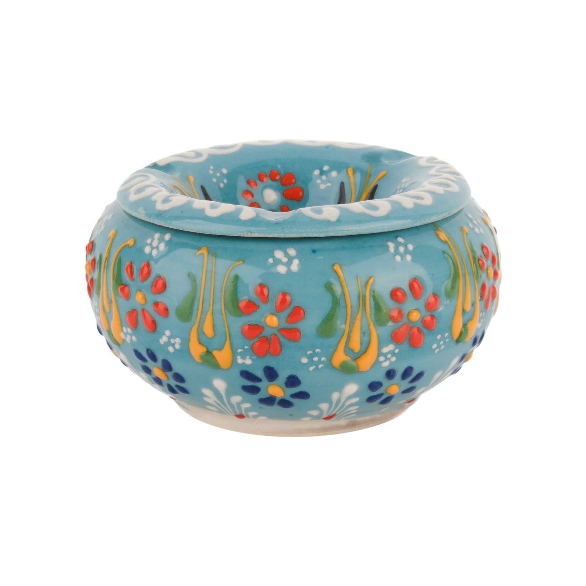 EVANILIFE decorative ceramic jar in turquoise glaze adds vibrant color to your shelf