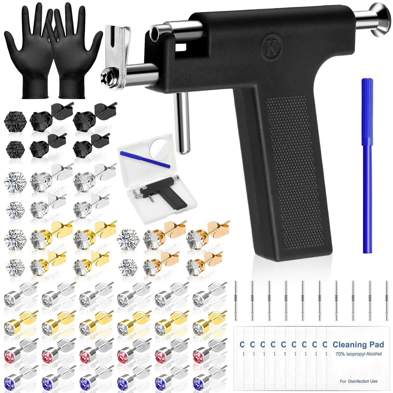 Evatage ear piercing gun kit with stainless steel adaptor for precise at-home use