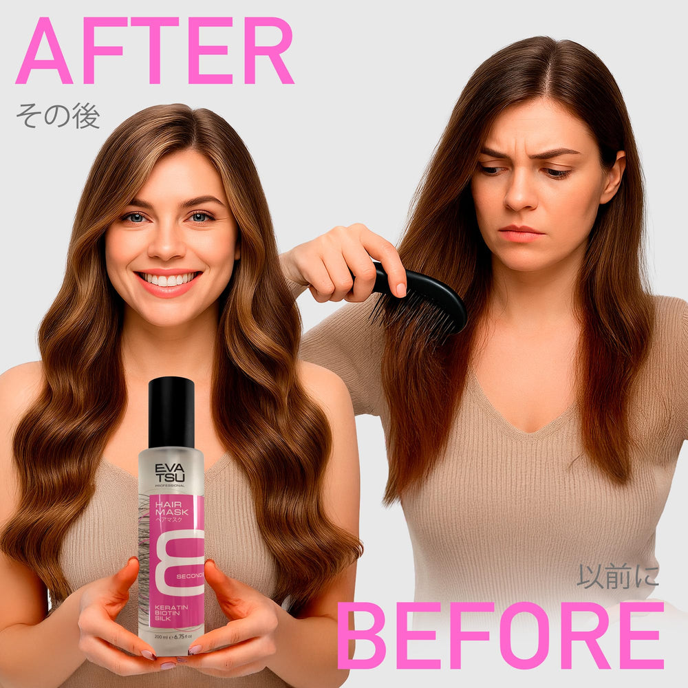 EVATSU biotin and silk protein formula strengthens and flexes hair.