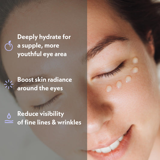 Eve Hansen Eye Gel applying motion demonstrates quick under-eye refresh and hydration.