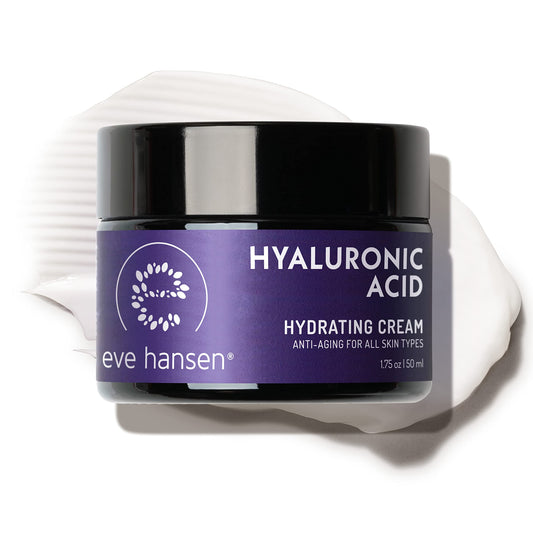 Eve Hansen Hyaluronic Acid Cream face jar showing rich, hydrating formula