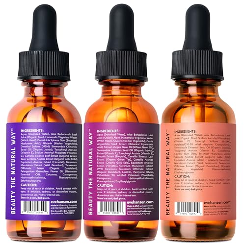 Eve Hansen Hyaluronic Acid Serum bottle highlighting deep hydration for smoother skin.