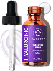 Eve Hansen hydrating serum bottle delivering deep hydration for glowing skin.