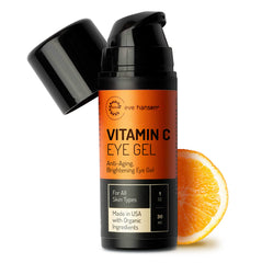 Eve Hansen Vitamin C Eye Gel bottle close-up highlighting brightening action