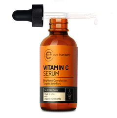 Eve Hansen Vitamin C Serum bottle closeup demonstrating hydrating antioxidant skincare.