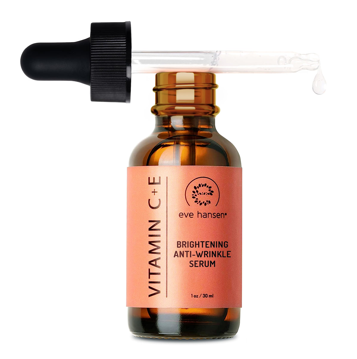 Eve Hansen Vitamin C Serum bottle with pump for easy application and brightening potential.